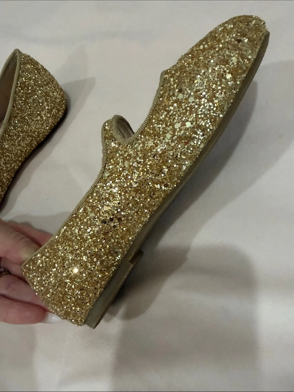 Age of Innocence Girls Gold Glitter Mary Jane shoes with Pearl Button